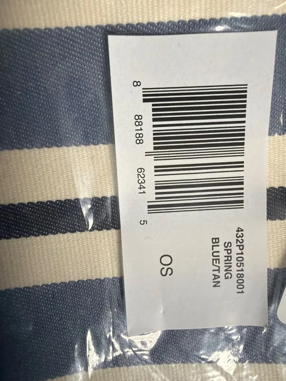 NWT Lauren Ralph Lauren Striped Canvas Leather Pouch Satchel Blue/Tan Size OS